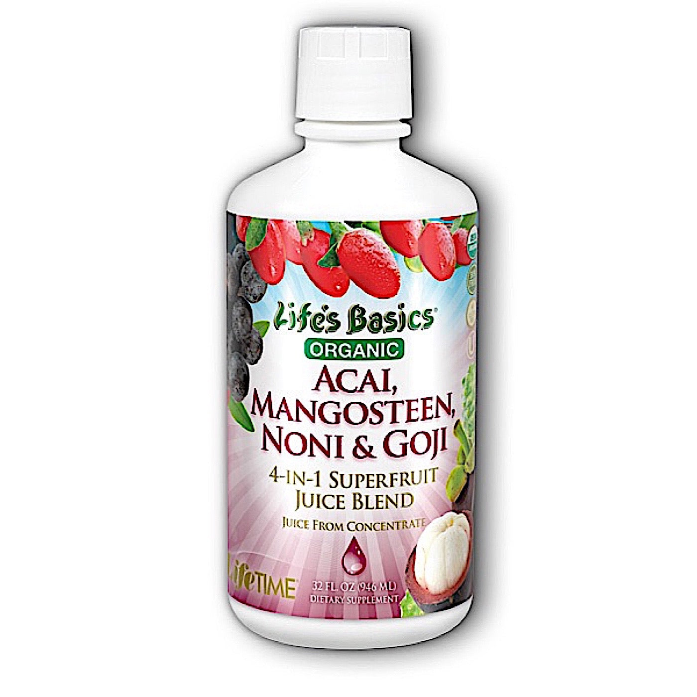 Lifetime, Organic 4 Blend Juice, 32 Oz UPC 053232290312 | HiLife Vitamins